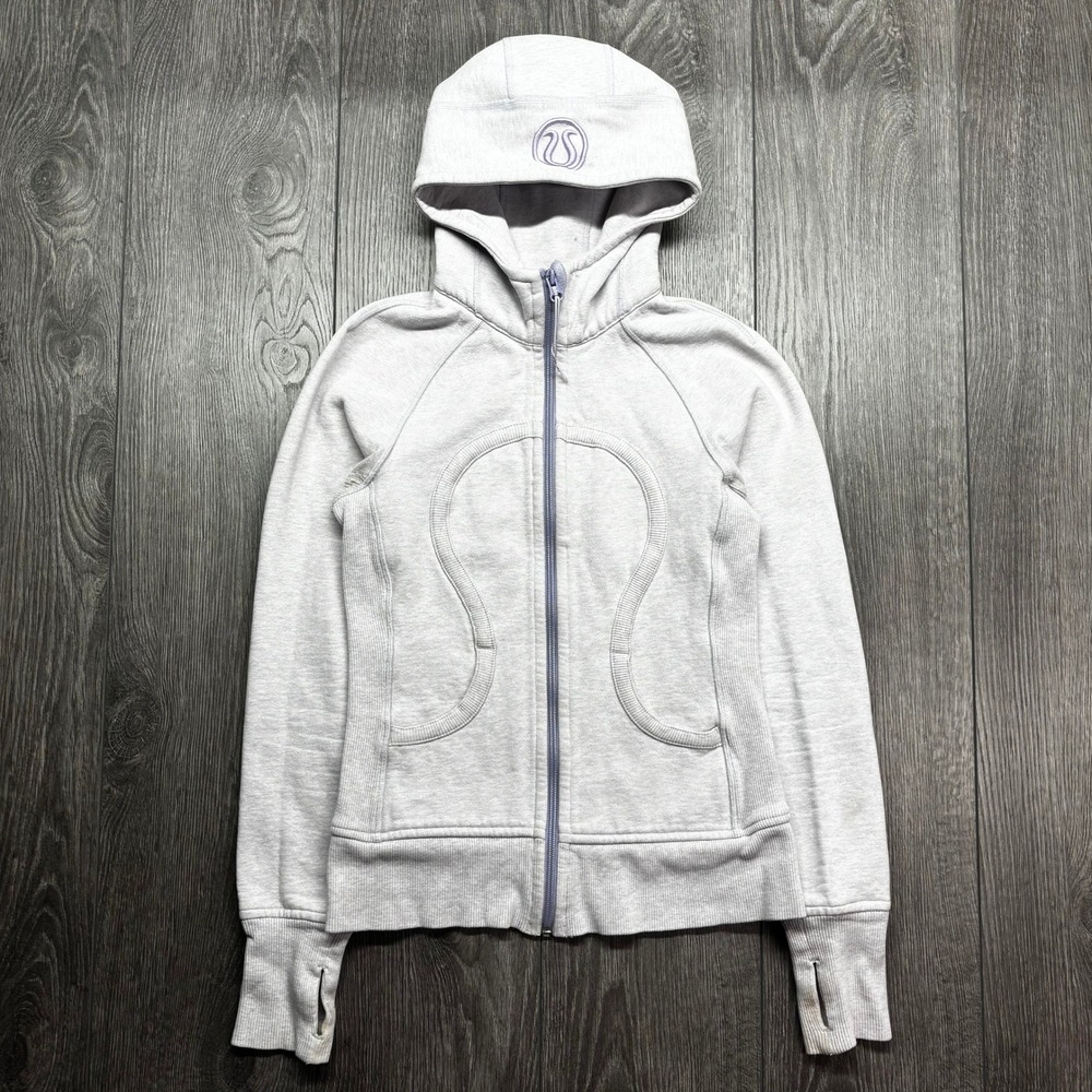 lululemon athletica Light Gray Zip-Up Hooded Sweatshirt